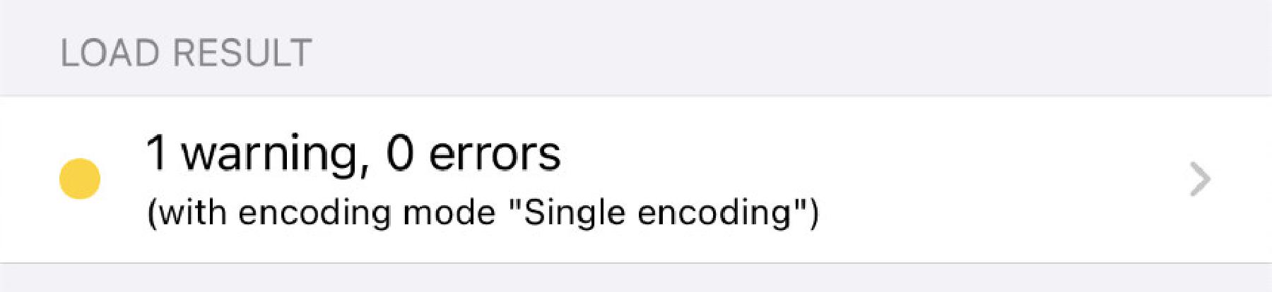 Load result with 1 warning and 0 errors