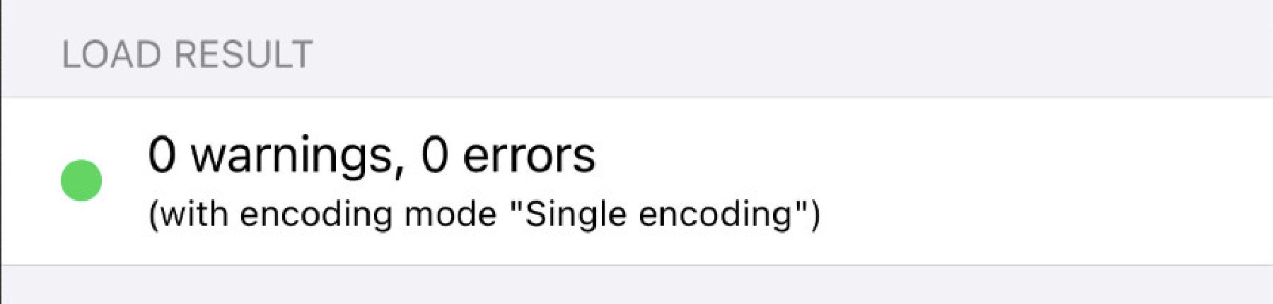 Load result with zero warnings and errors
